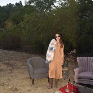 Molin Rouched Scoop Neck Gold Dress- M